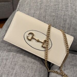 Gucci Cream Clutch with Gold Chain
